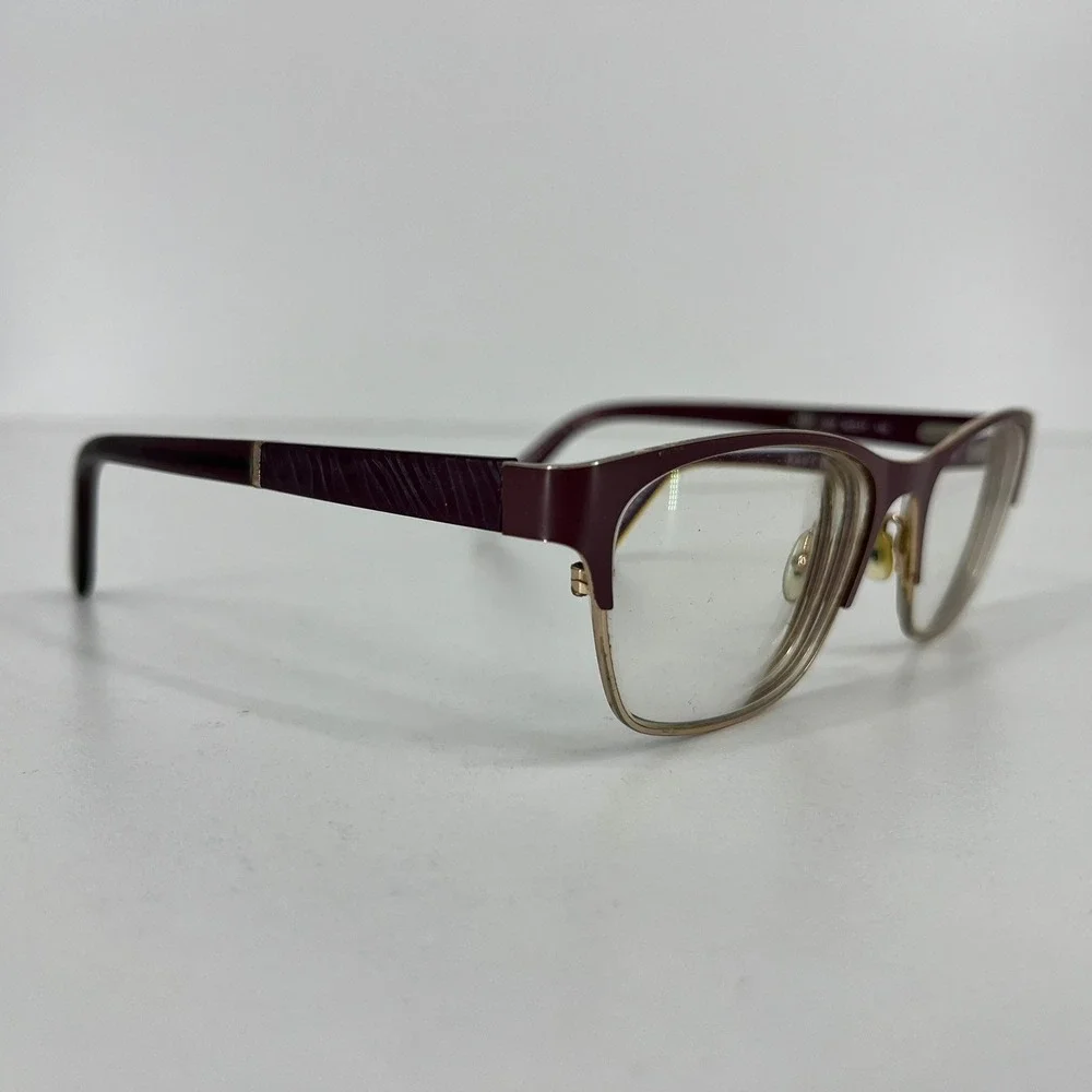 Nine West NW1072 Burgundy Gold Rectangular‎ Cat Eye Eyeglasses 52-17-135 602
